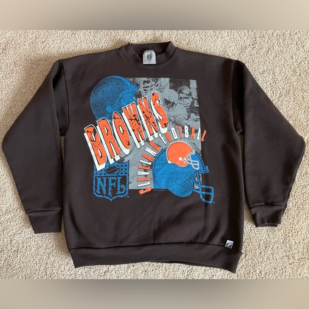 Cleveland Browns 1991 Logo 7 NFL Vintage Crewneck Sweatshirt Adult L Rare Retro